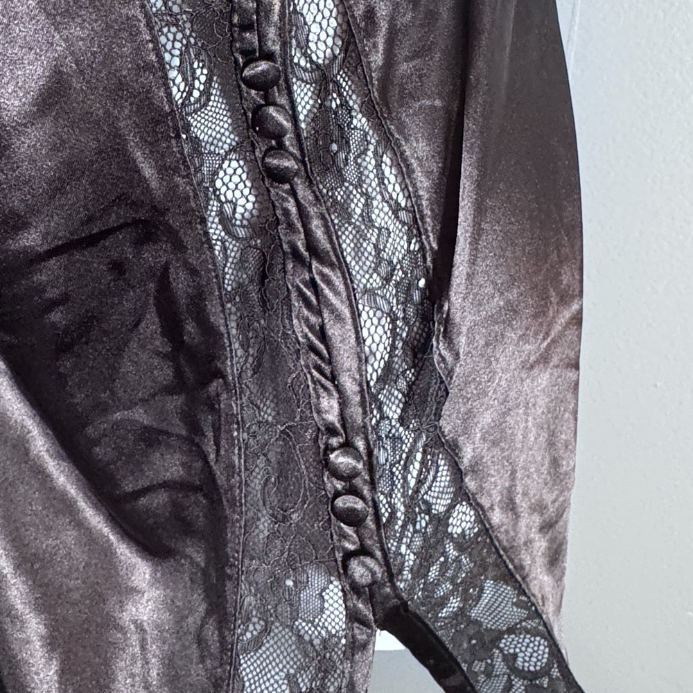 Black Satin Lace Slip Dress Mini Y2K Lingerie Style Adjustable Straps Size Small - Picture 4 of 9